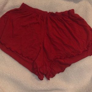Red Ruffled Shorts